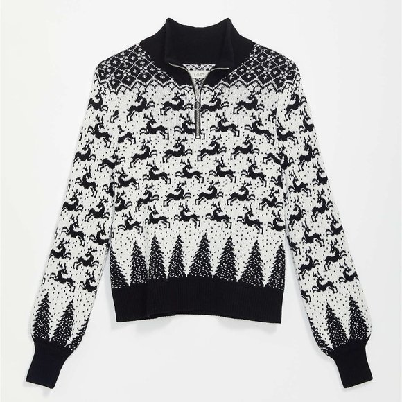 LOFT Sweaters - NWT LOFT Reindeer Zip Sweater